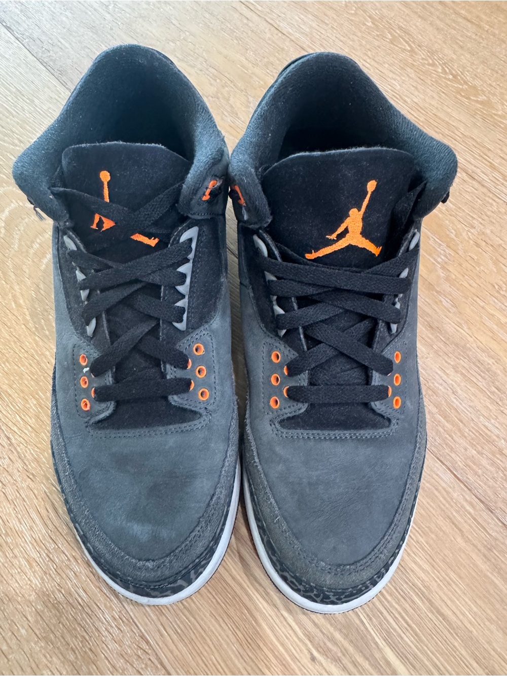 Nike Jordan Men’s Black and Orange Suede Sneakers